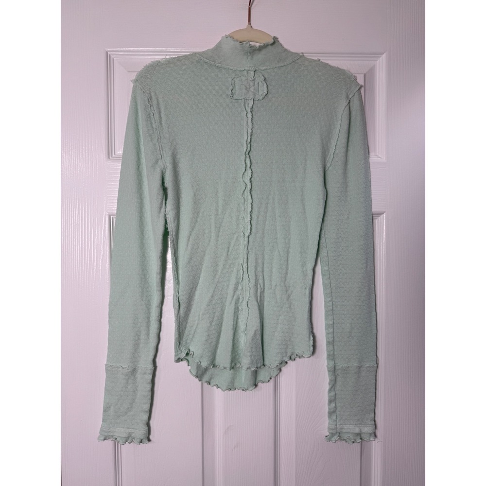 We The Free Free People Sara Pointelle Turtleneck Size L Mint Green Boho - Picture 4 of 6